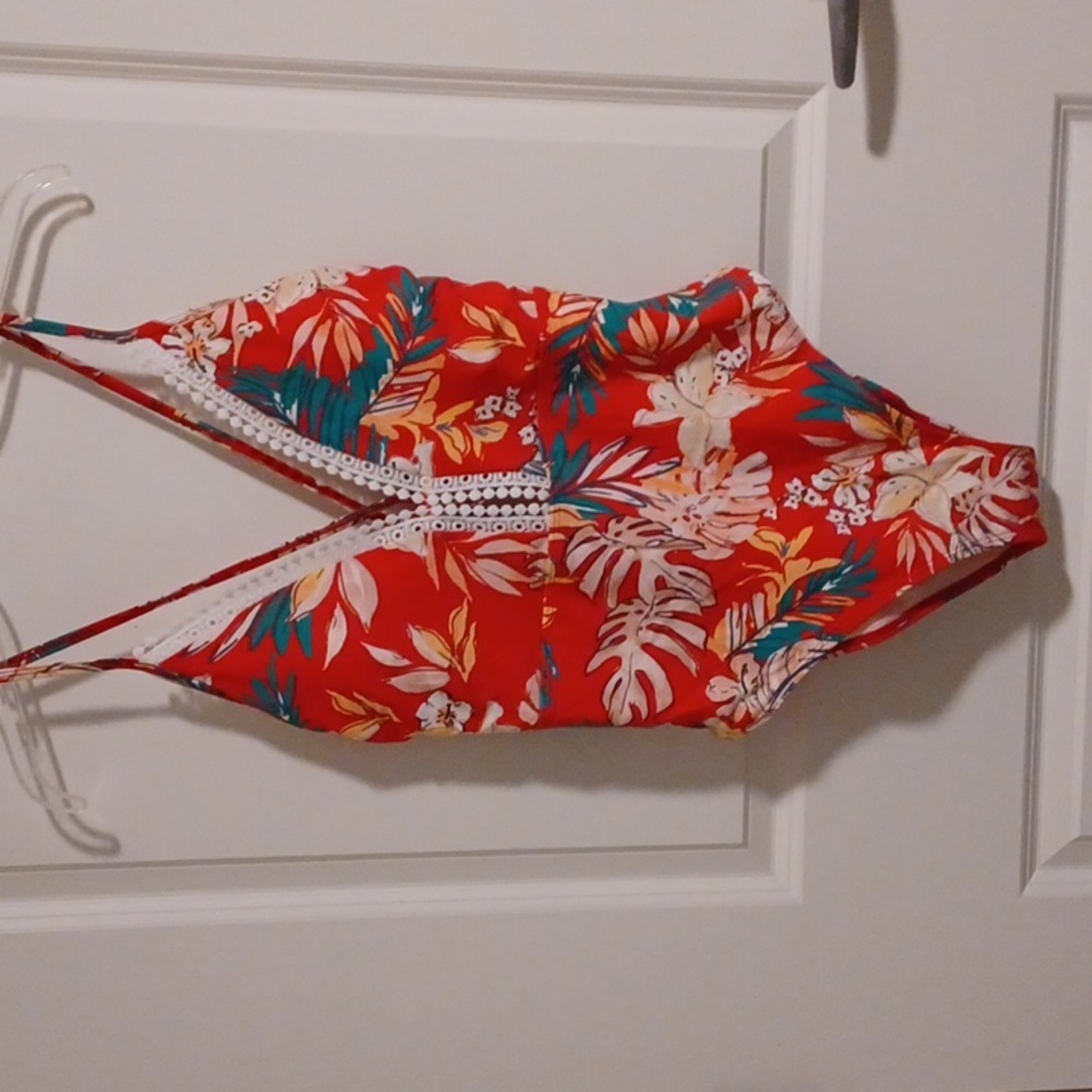 NWT ** Cupshe Tropical Aquarelle Plunging Neck One-Piece Swimsuit ** Sz L